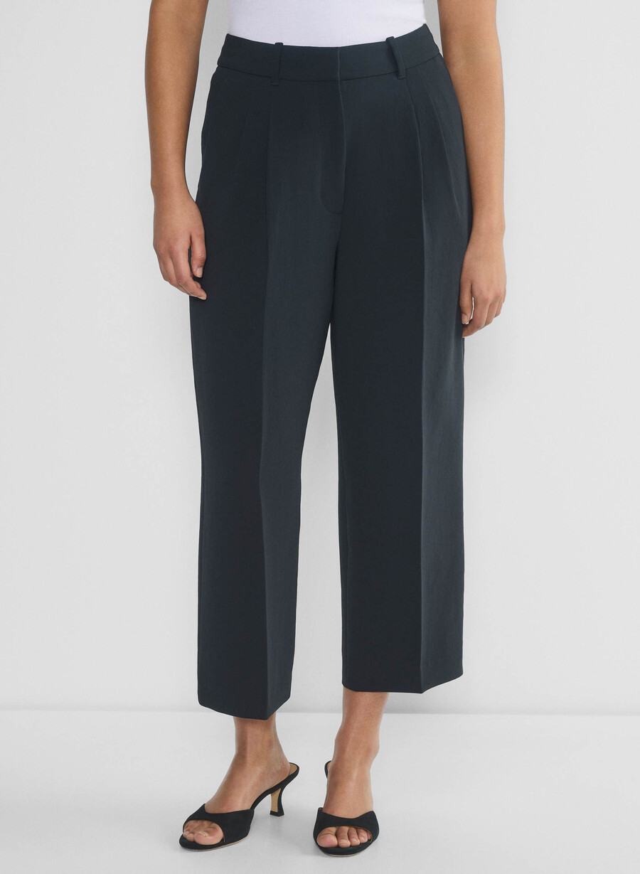 die mühelose hose curve-fit cropped - crepette dunkelnacht marineblau