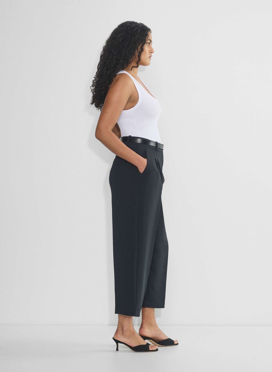 die mühelose hose curve-fit cropped - crepette dunkelnacht marineblau