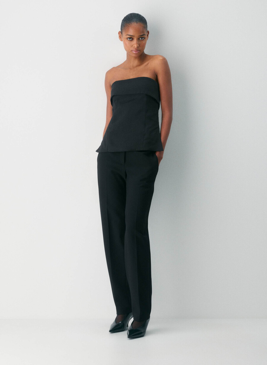 element leinen-tube-top schwarz