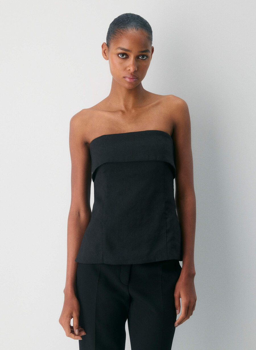 element leinen-tube-top schwarz