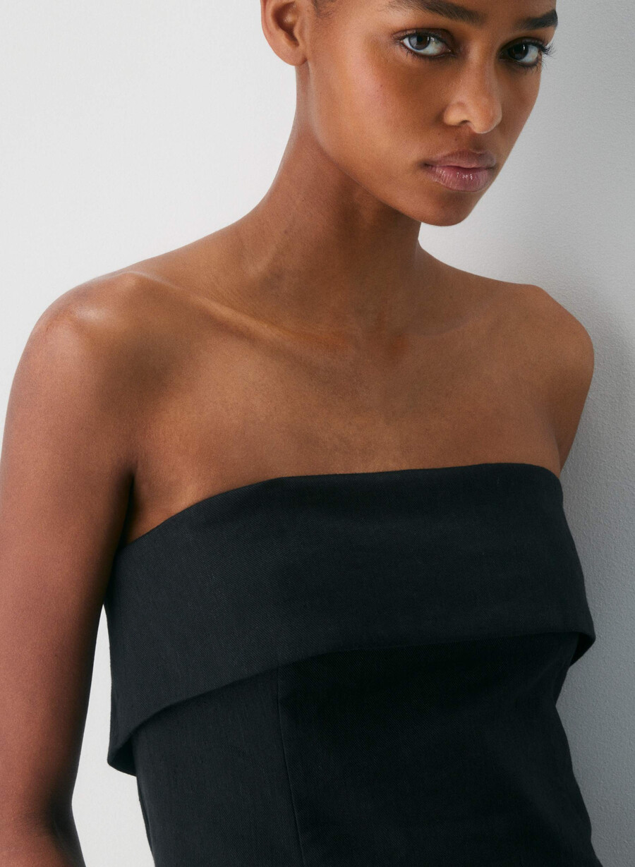 element leinen-tube-top schwarz