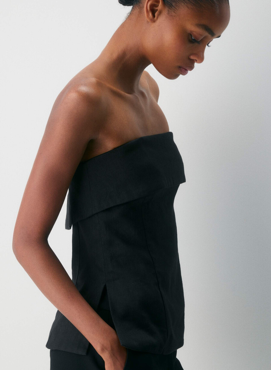 element leinen-tube-top schwarz