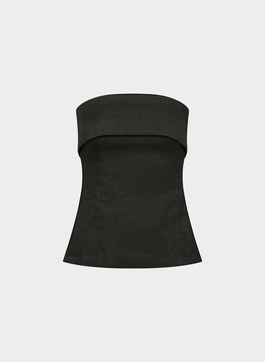 element leinen-tube-top schwarz