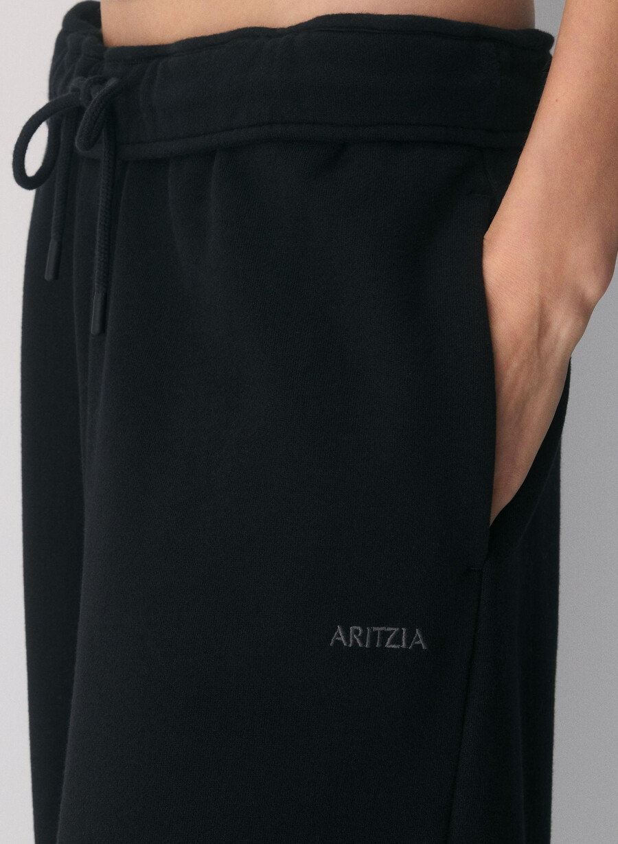 gemütliche sweatfleece-jogginghose mit mega-umschlag weit geschnitten schwarz