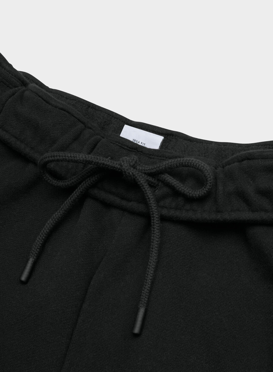 gemütliche sweatfleece-jogginghose mit mega-umschlag weit geschnitten schwarz