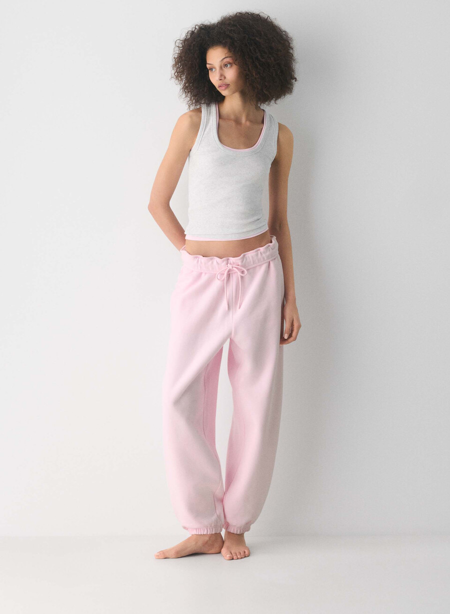kuschelige sweatfleece-jogginghose mit mega-umschlag weit geschnitten villa pink