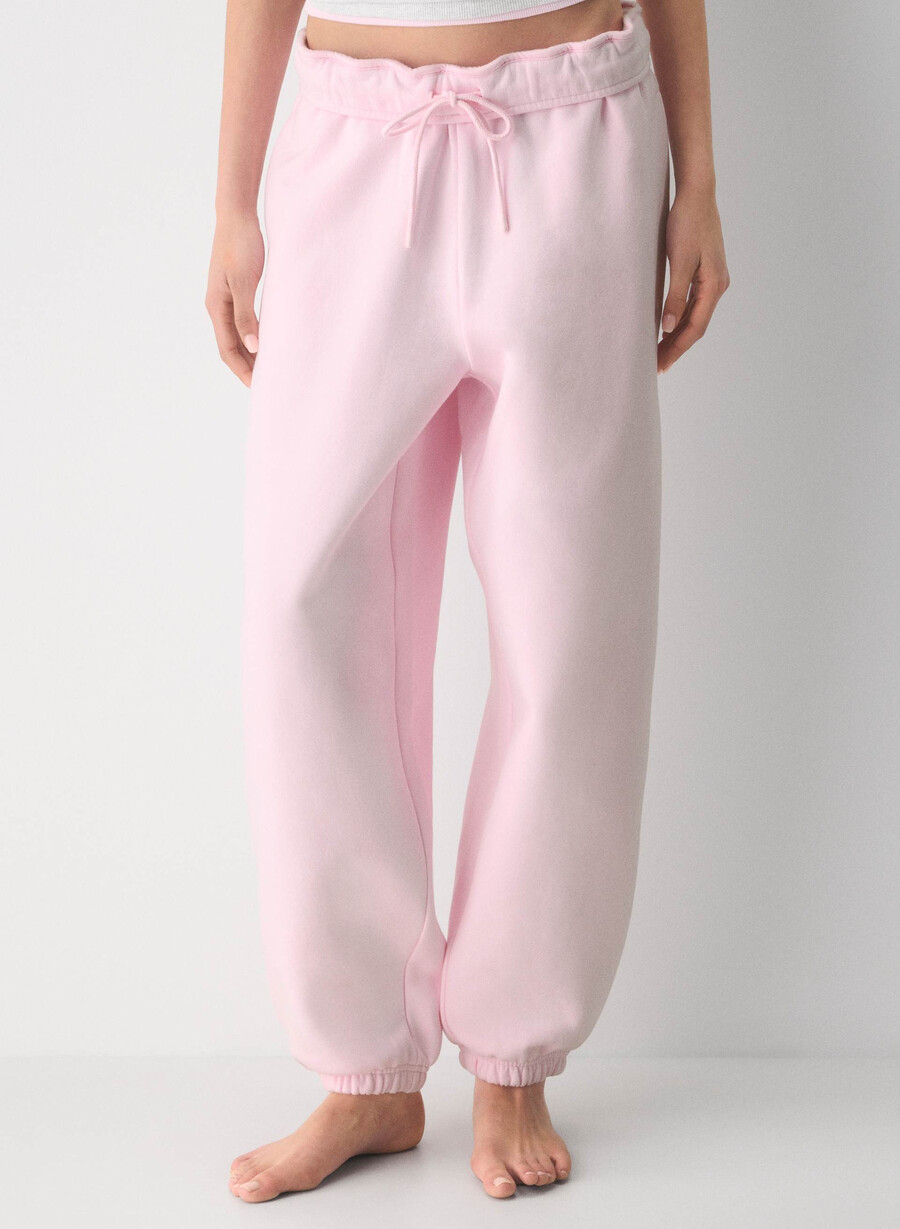 kuschelige sweatfleece-jogginghose mit mega-umschlag weit geschnitten villa pink