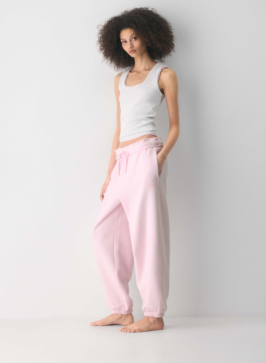 kuschelige sweatfleece-jogginghose mit mega-umschlag weit geschnitten villa pink
