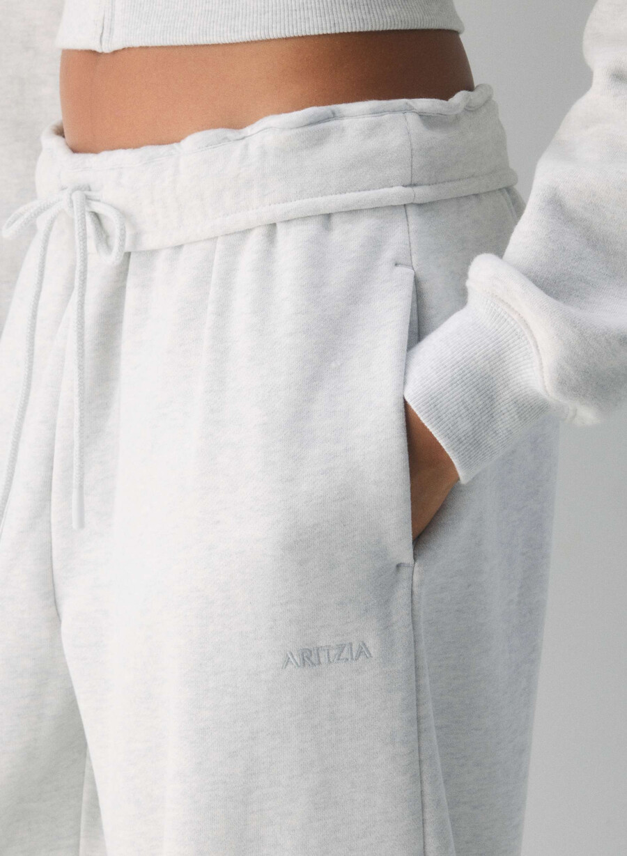 gemütliche sweatfleece-jogginghose mit großem Überschlag weit geschnitten villa blau