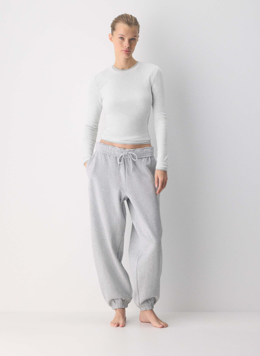 gemütliche sweatfleece mega foldover baggy jogger heather chrome