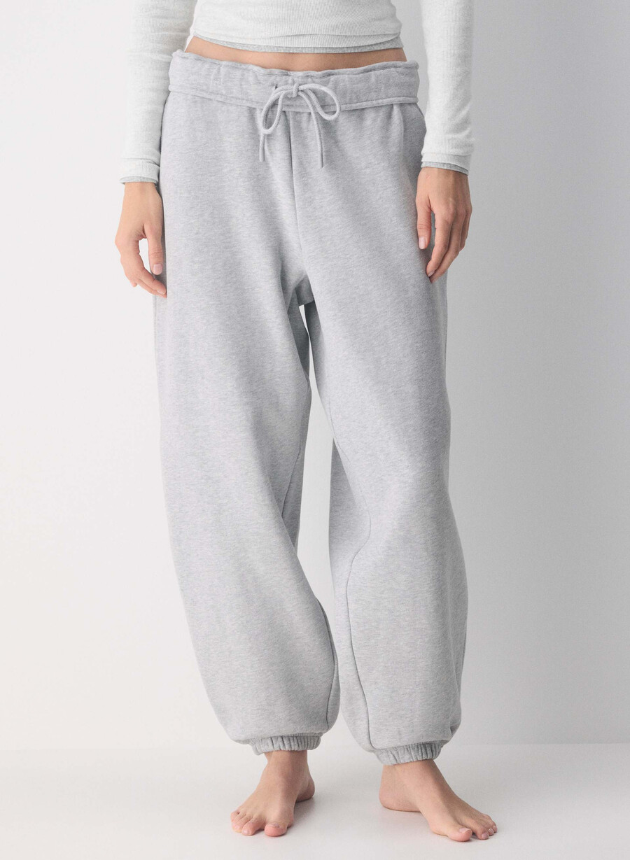 gemütliche sweatfleece mega foldover baggy jogger heather chrome