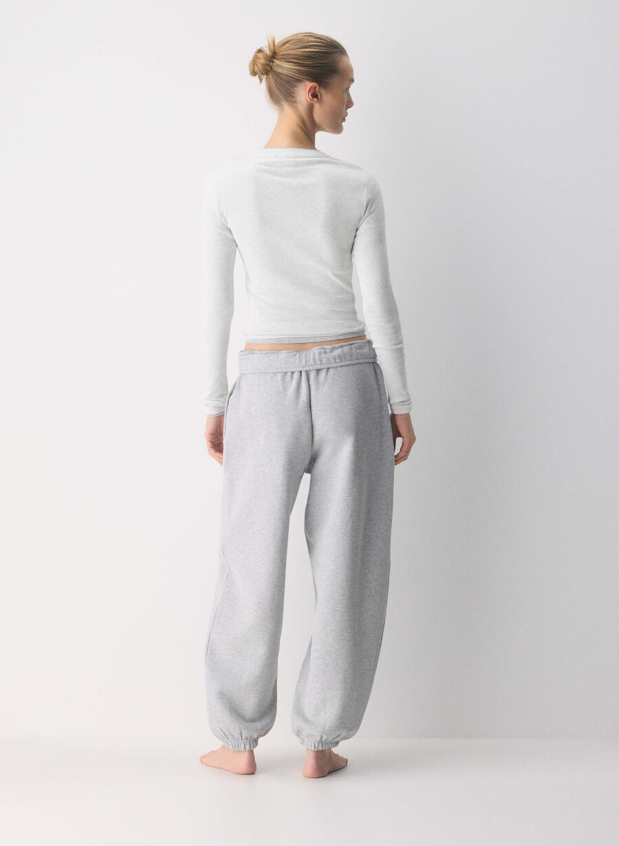 gemütliche sweatfleece mega foldover baggy jogger heather chrome
