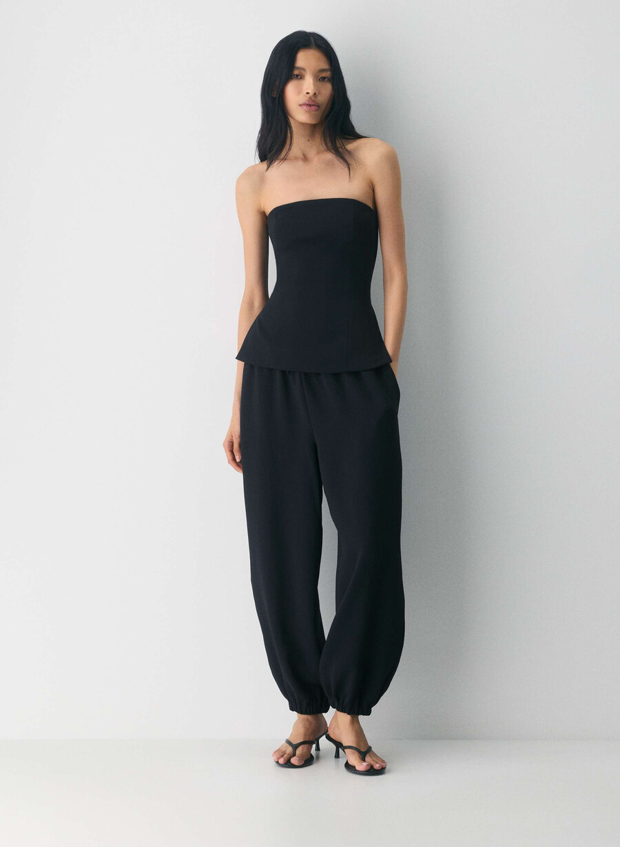 elegantes tube-top – crepette schwarz