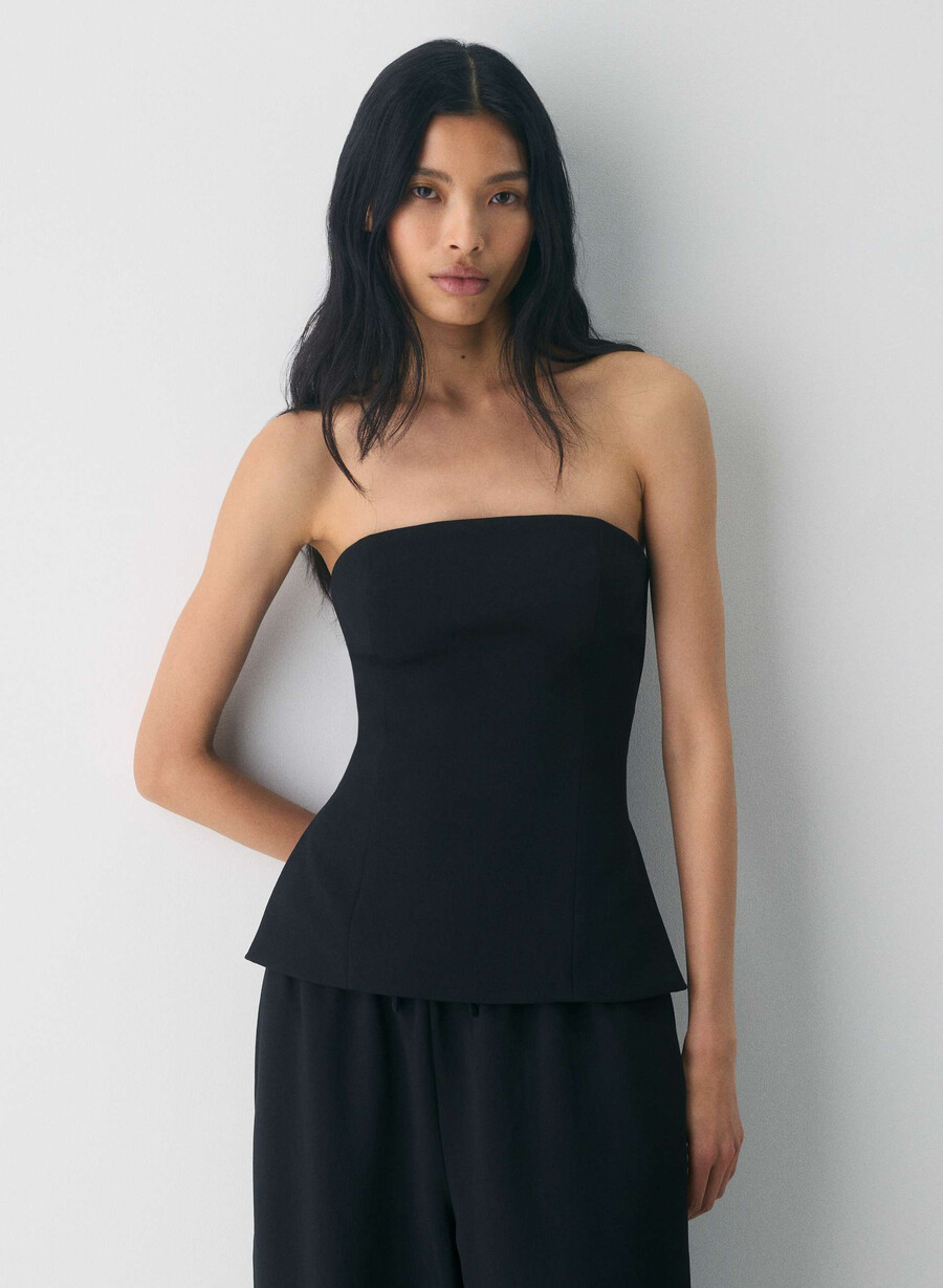 elegantes tube-top – crepette schwarz