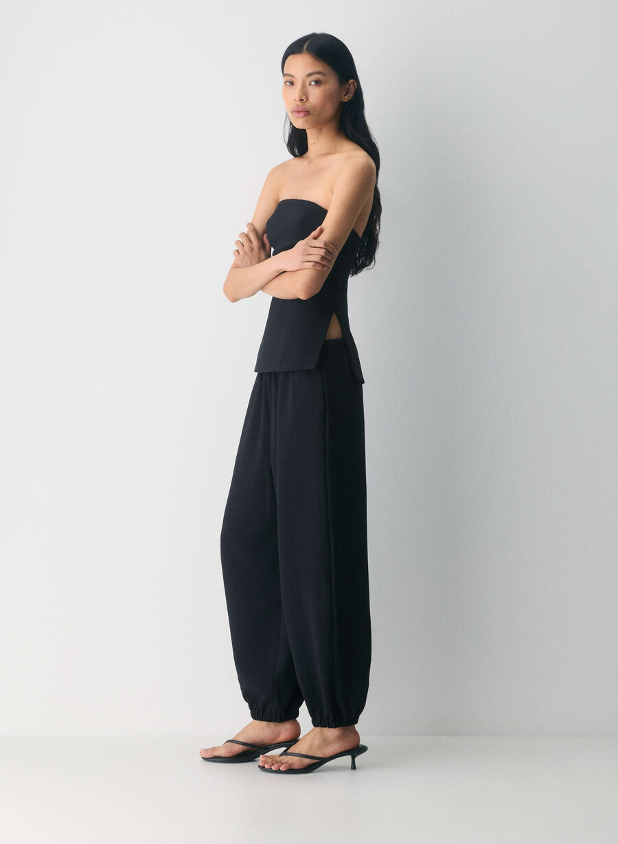 elegantes tube-top – crepette schwarz