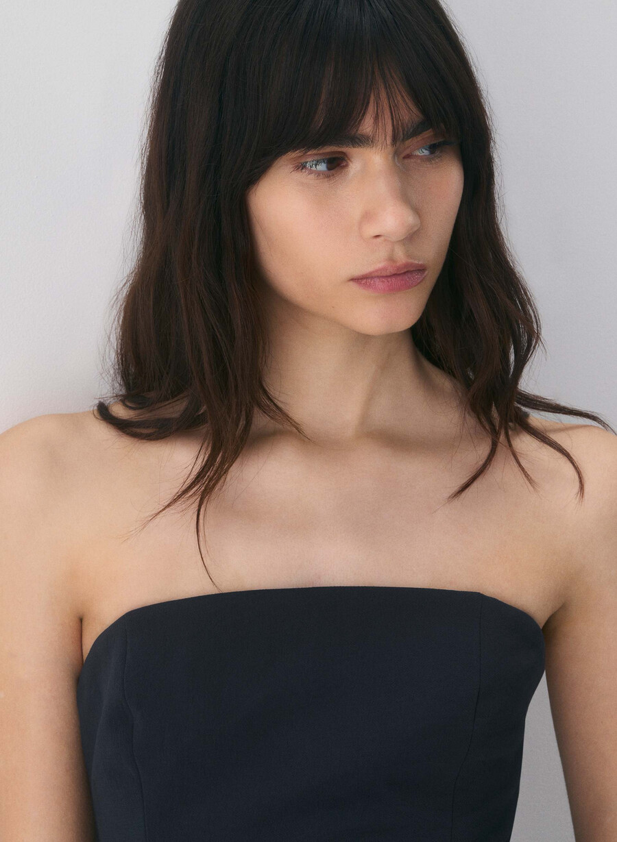 elegantes tube-top – crepette dunkelblau