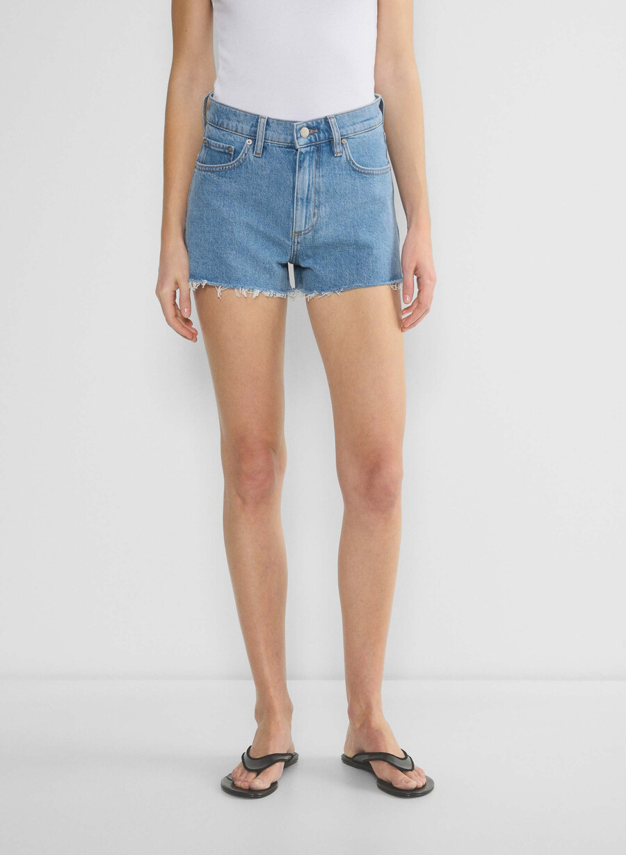 denim forum jodie hi-rise mini-denim-shorts stressfrei hellblau