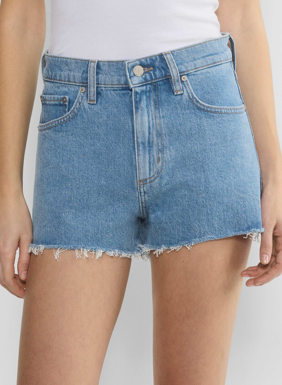 denim forum jodie hi-rise mini-denim-shorts stressfrei hellblau
