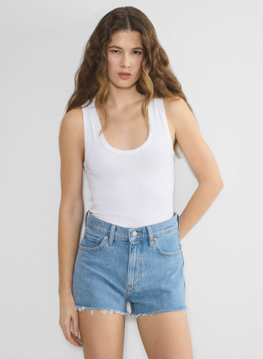 denim forum jodie hi-rise mini-denim-shorts stressfrei hellblau