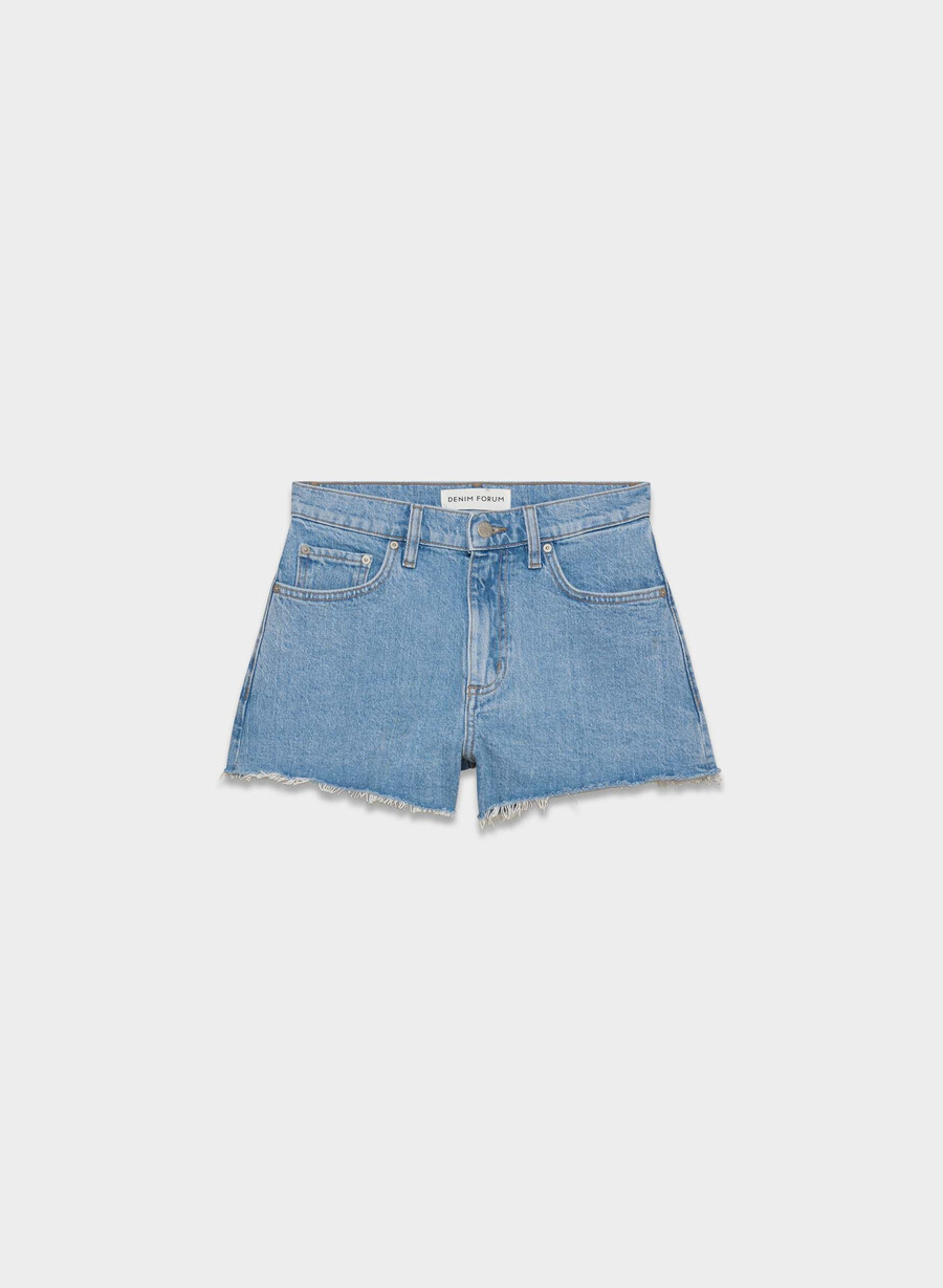 denim forum jodie hi-rise mini-denim-shorts stressfrei hellblau