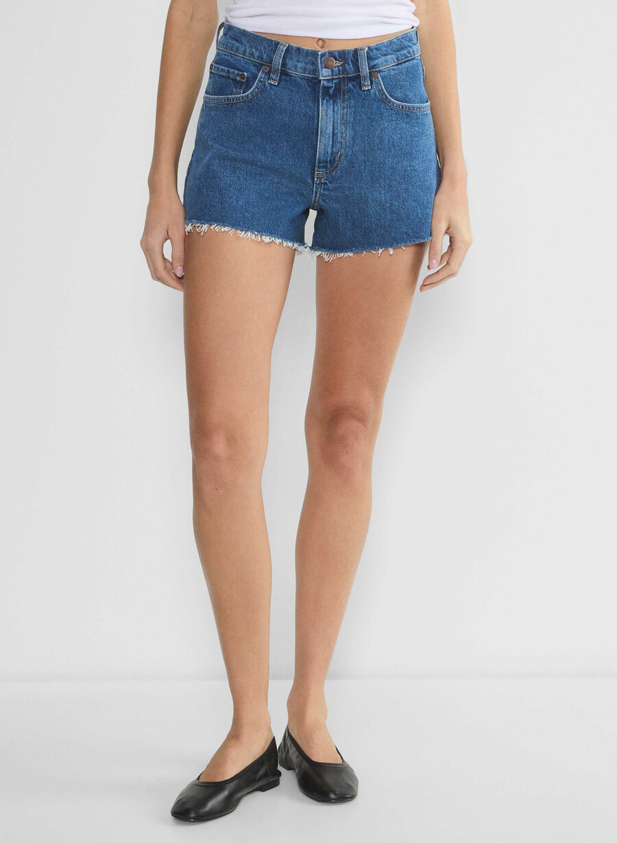 denim forum jodie hi-rise mini denim short no-stress medium blu