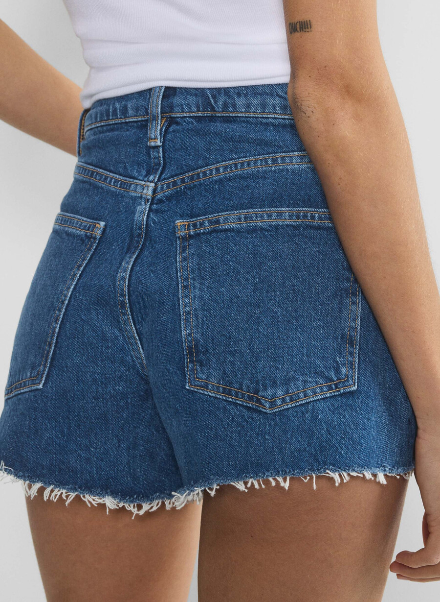 denim forum jodie hi-rise mini denim short no-stress medium blu