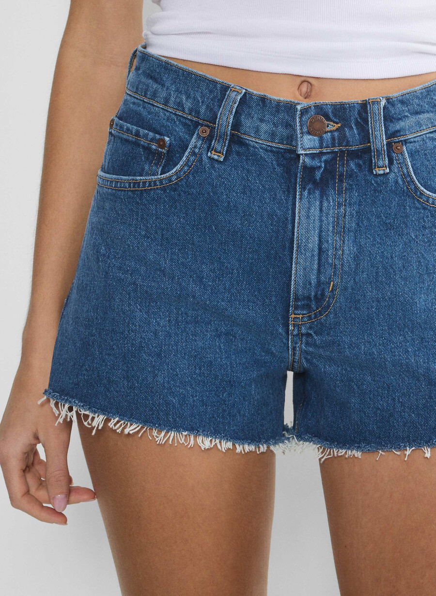 denim forum jodie hi-rise mini denim short no-stress medium blu