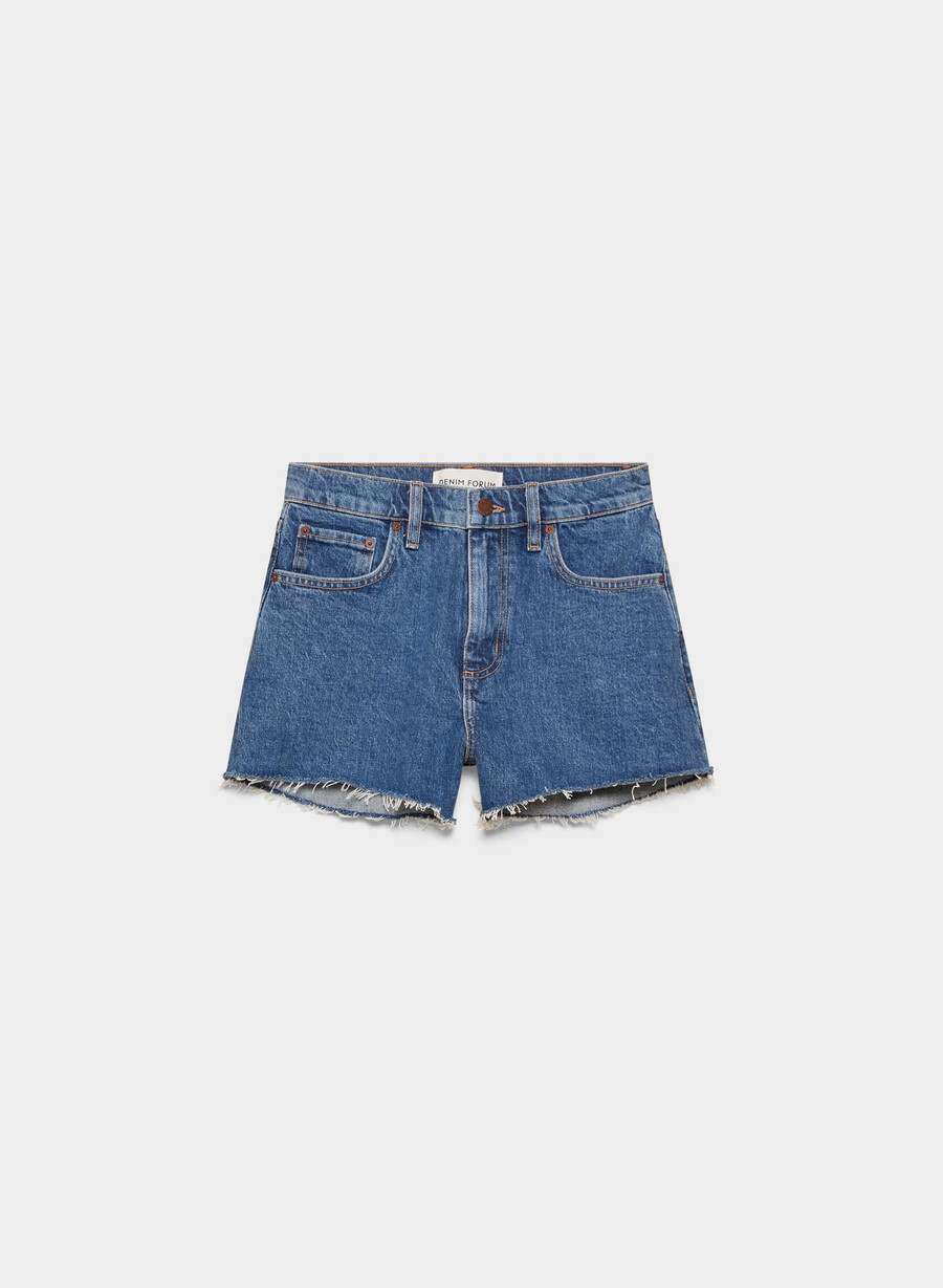 denim forum jodie hi-rise mini denim short no-stress medium blu