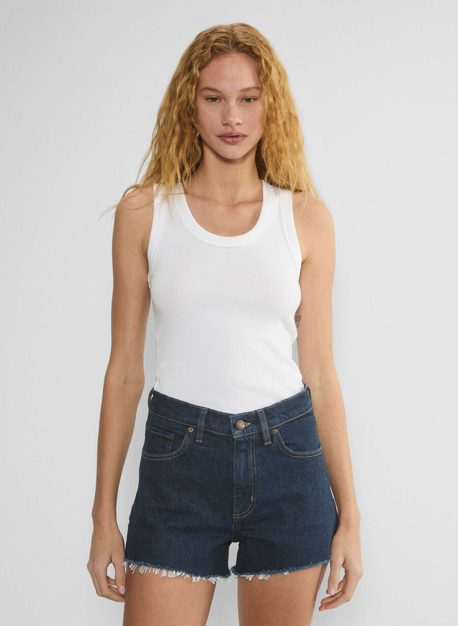 denim forum jodie hi-rise mini denim short no-stress dunkelblau