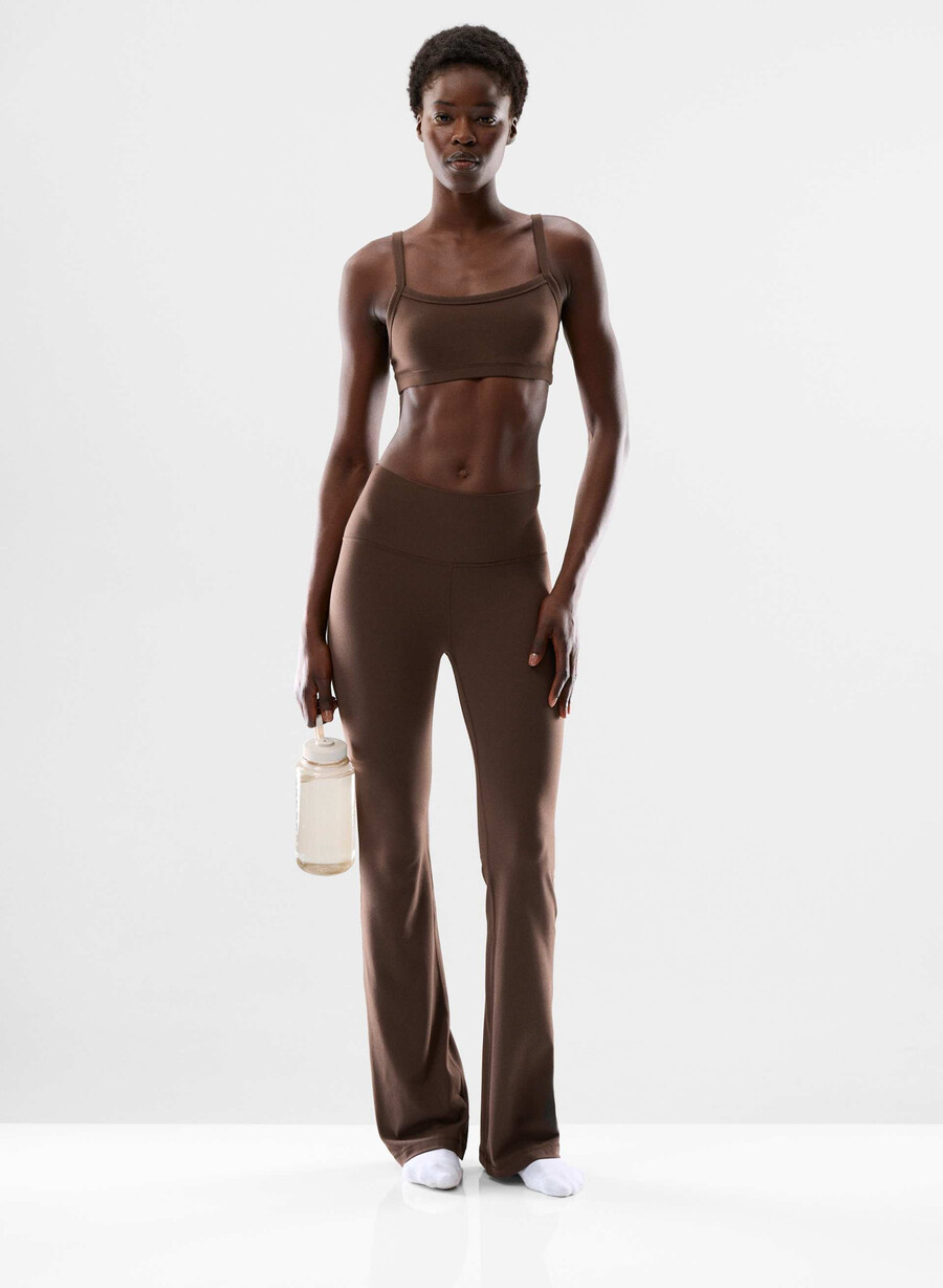 butter cheeky hi-rise flare leggings 32 rich mocha brown