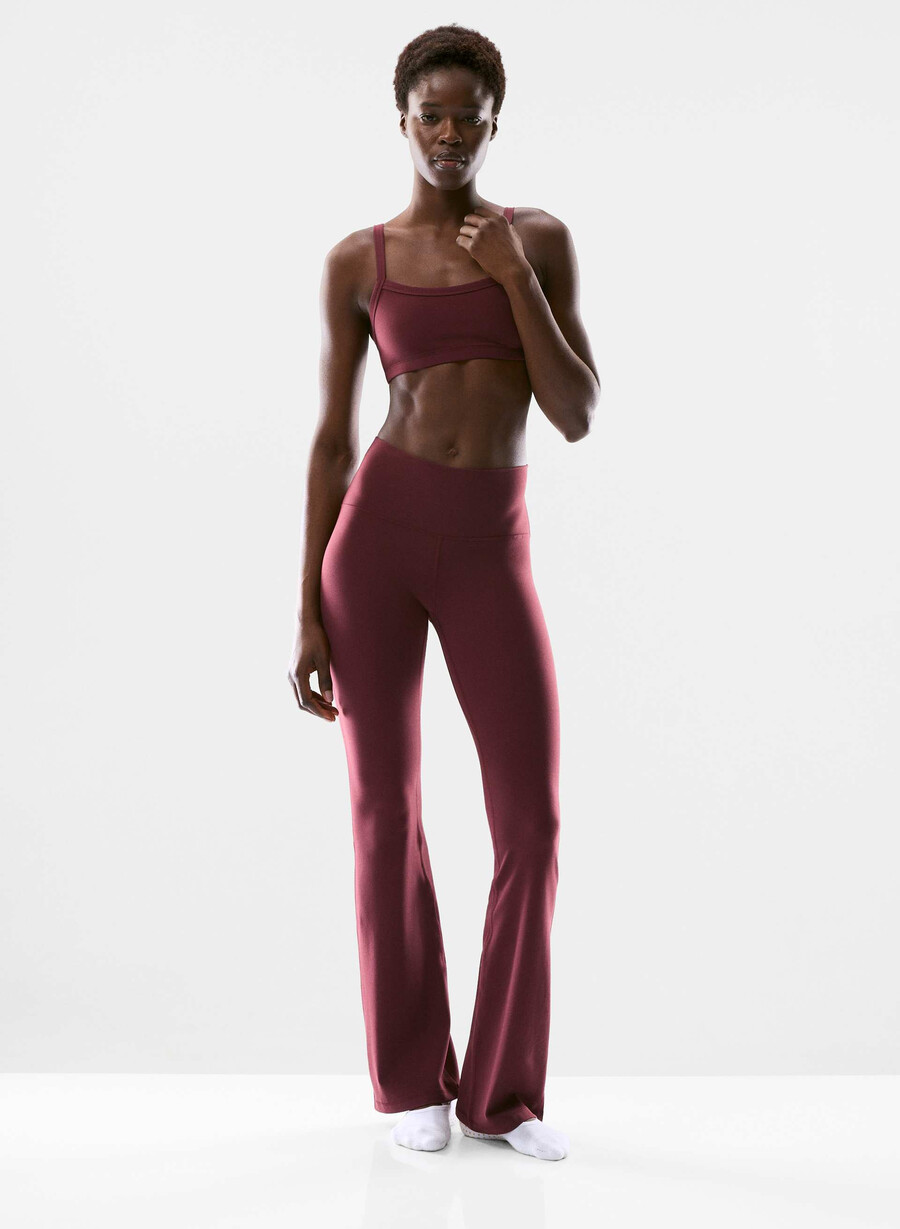 butter cheeky hi-rise flare leggings 32 sumac burgundy