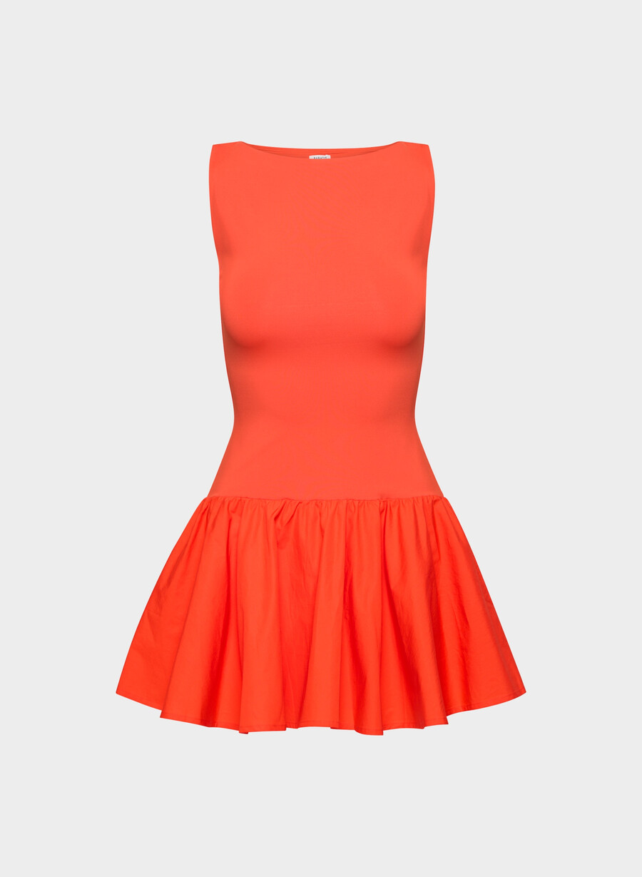 segment popelinekleid mohnrot