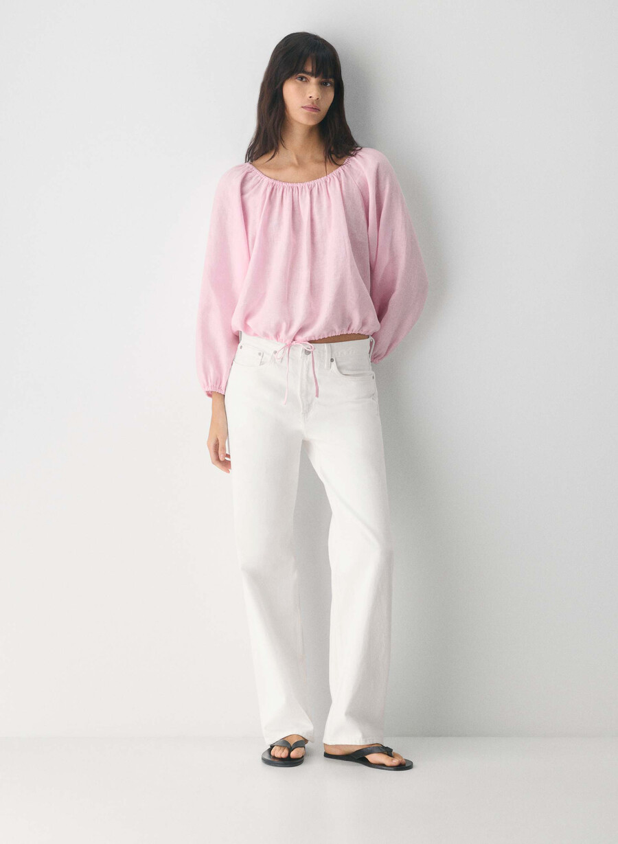 fiore leinenbluse villa pink