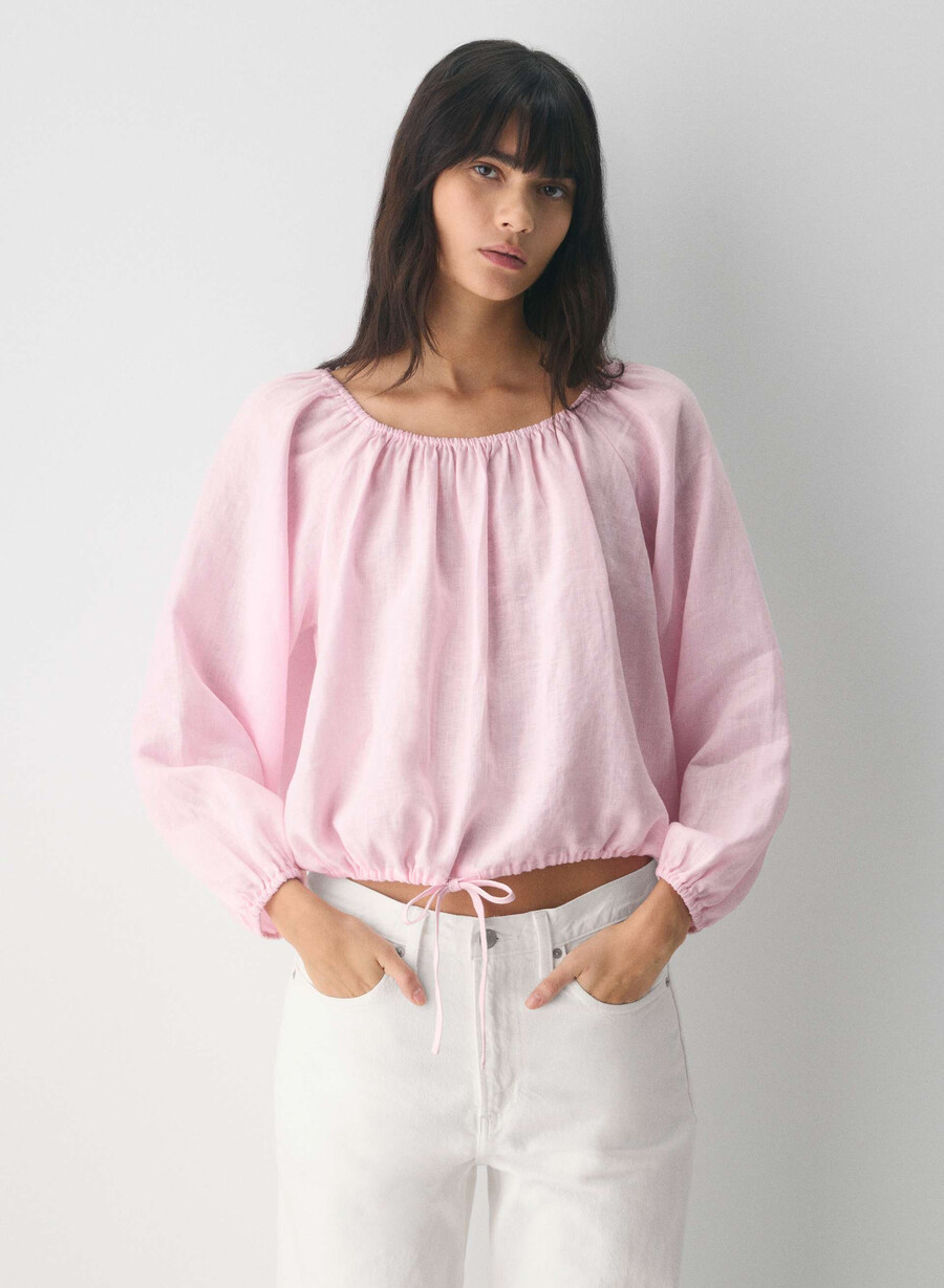 fiore leinenbluse villa pink