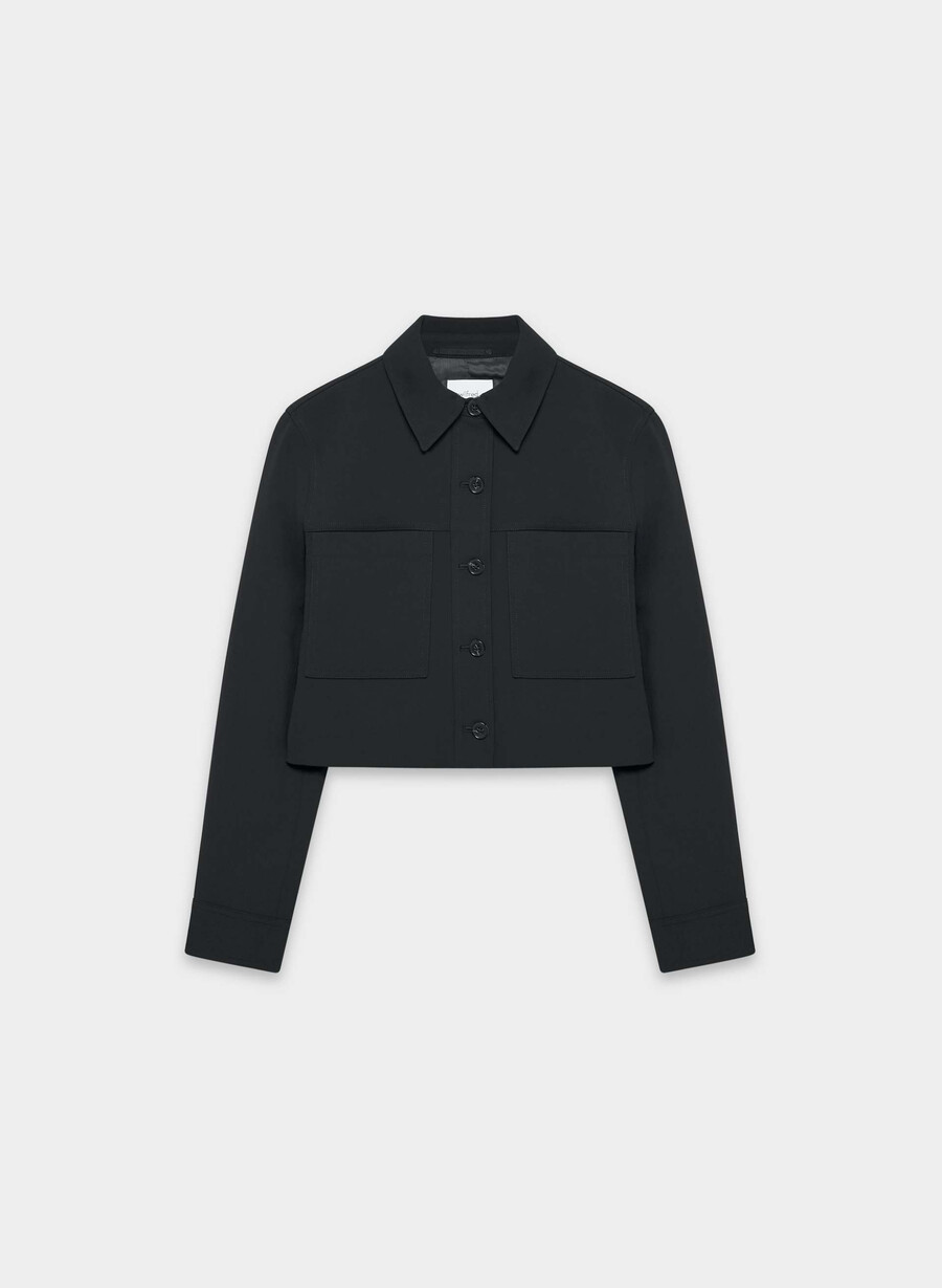 kurze kurze jacke – crepette schwarz