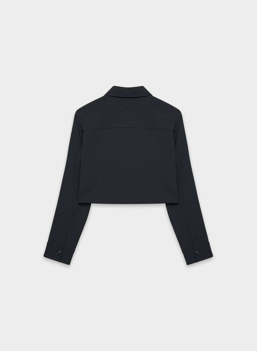 kurze kurze jacke – crepette schwarz