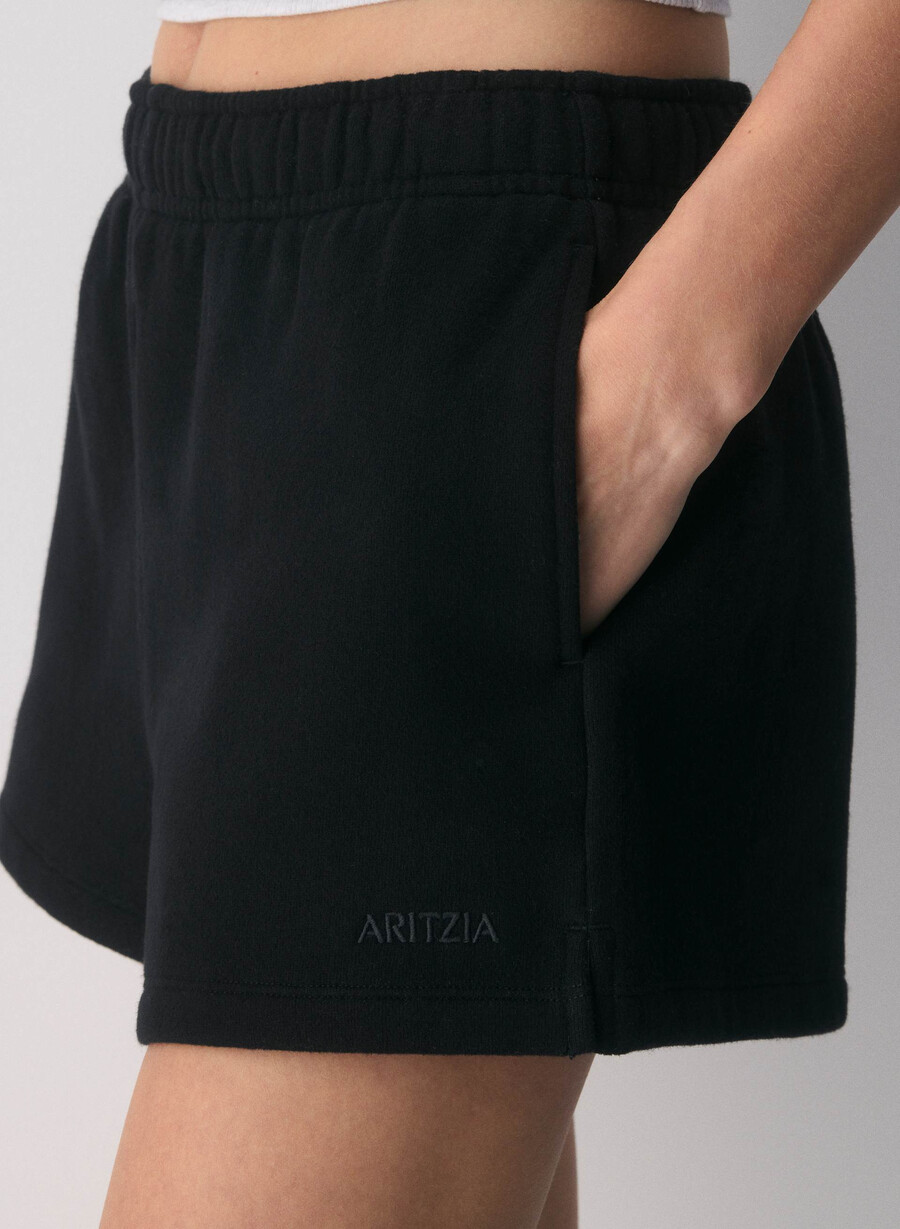 kuschelige fleece-minishorts mit hohem bund schwarz