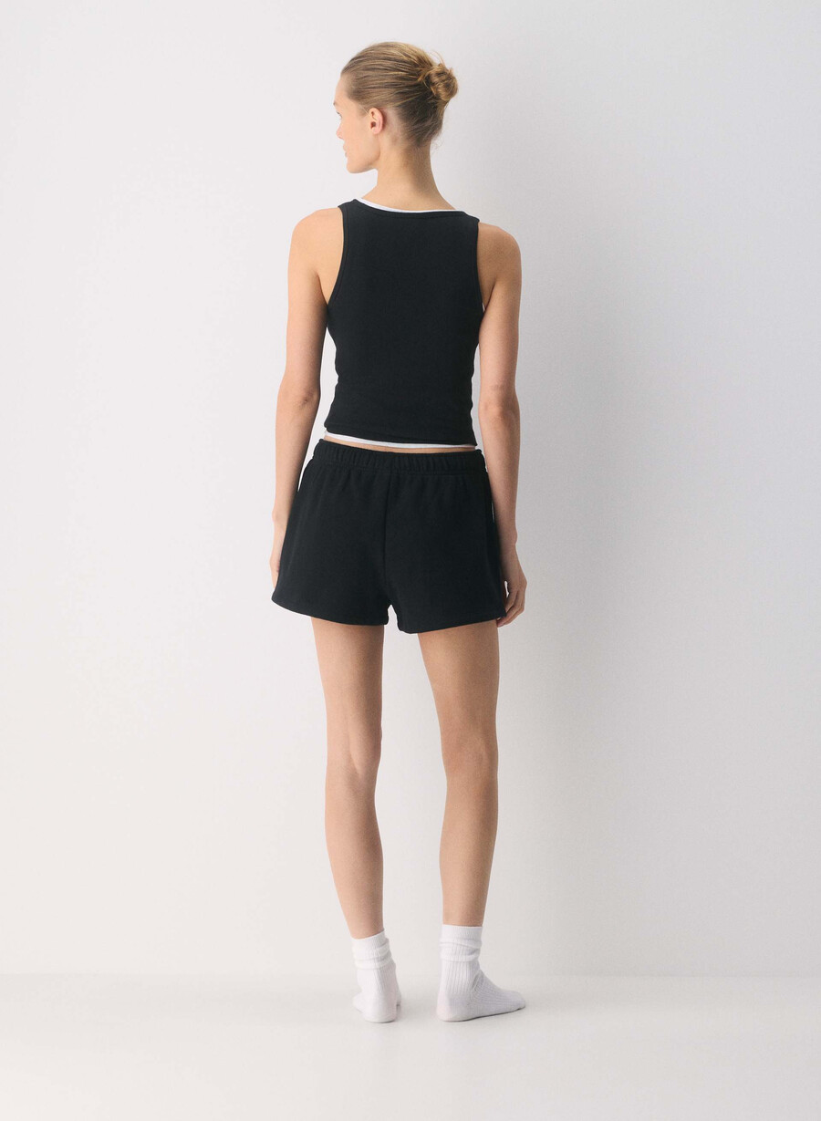 kuschelige fleece-minishorts mit hohem bund schwarz