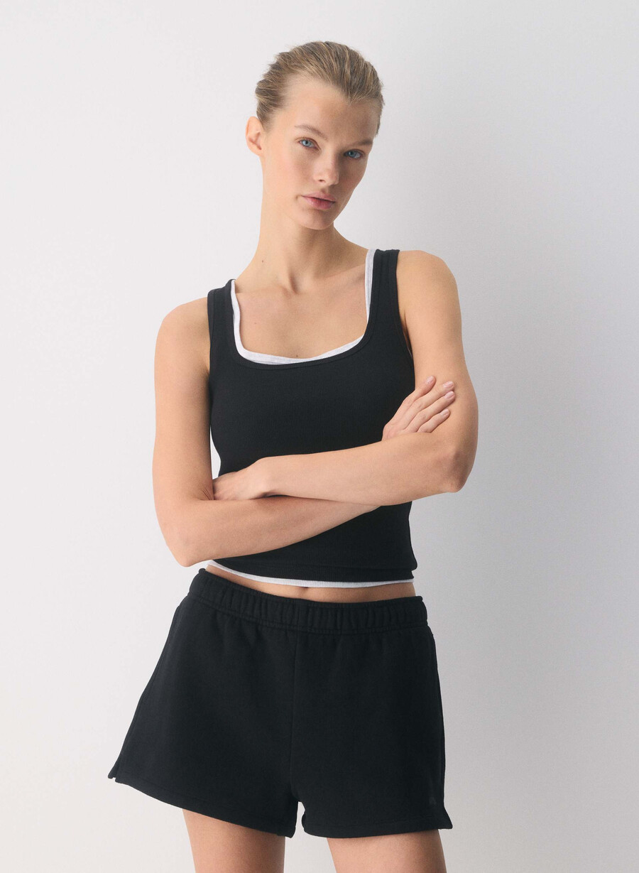 kuschelige fleece-minishorts mit hohem bund schwarz