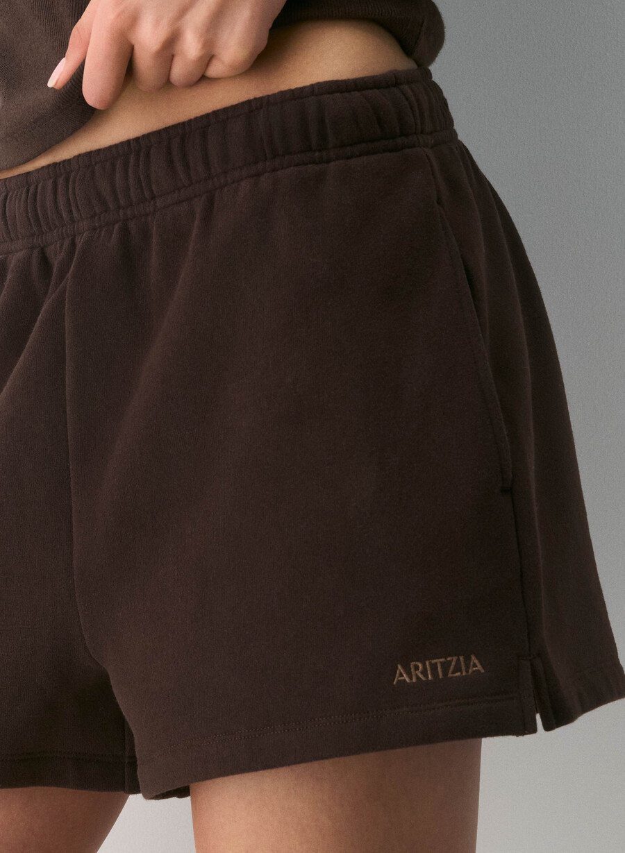kuschelige fleece-minishorts mit hohem bund sattes mokkabraun