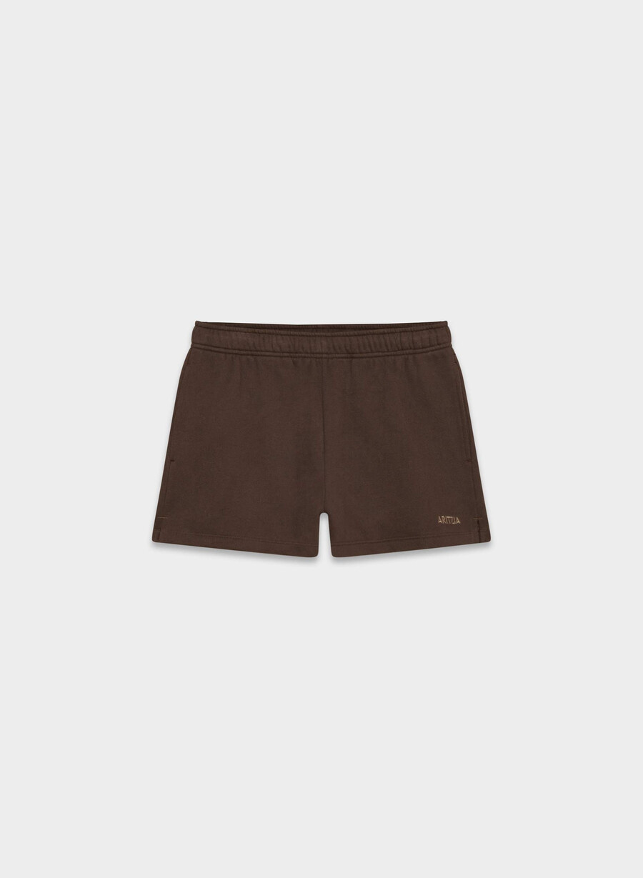 kuschelige fleece-minishorts mit hohem bund sattes mokkabraun