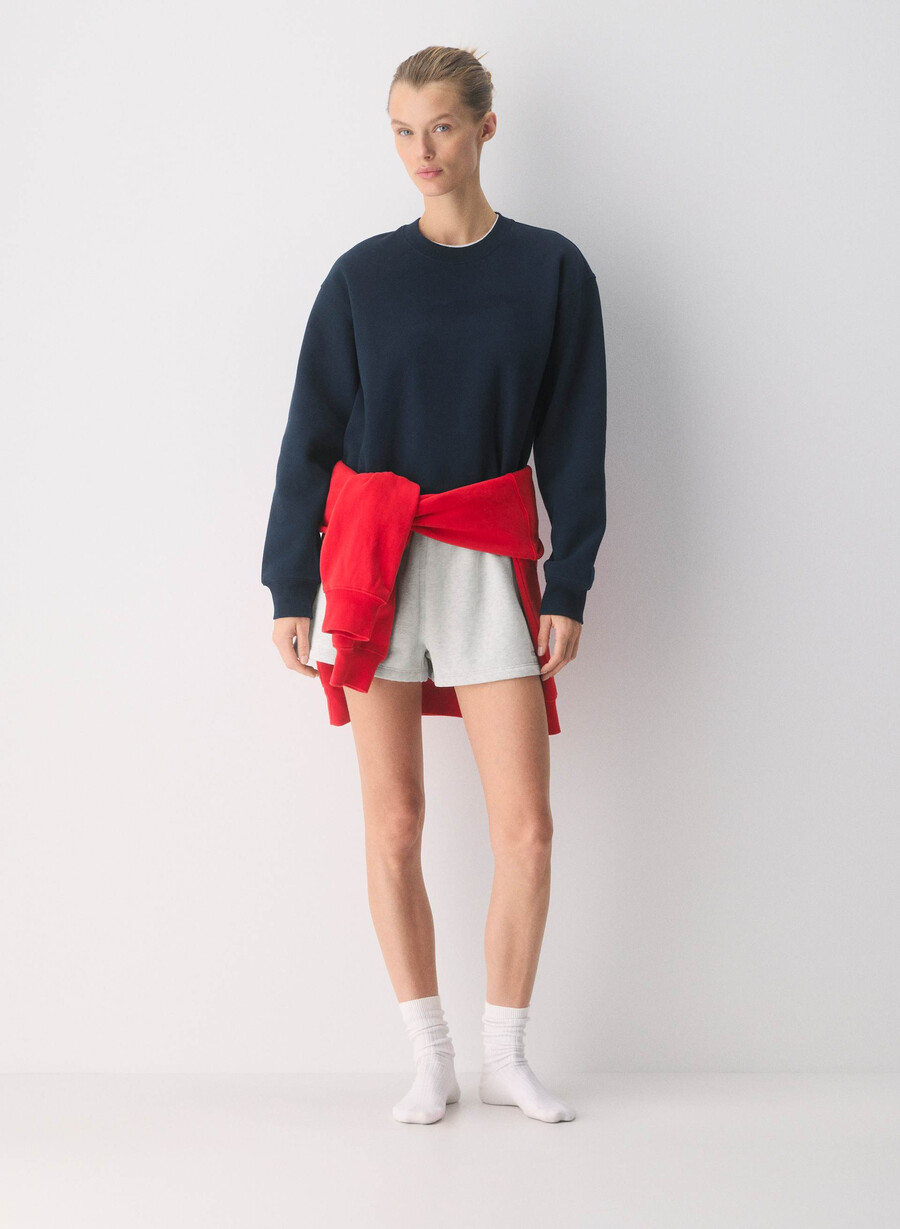 kuschelige fleece-minishorts mit hohem bund meliert in weiß