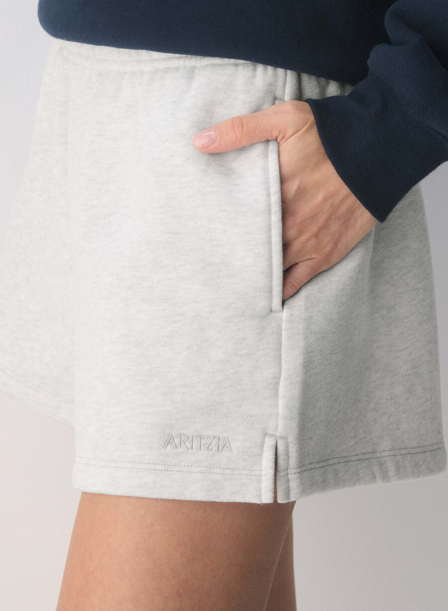kuschelige fleece-minishorts mit hohem bund meliert in weiß