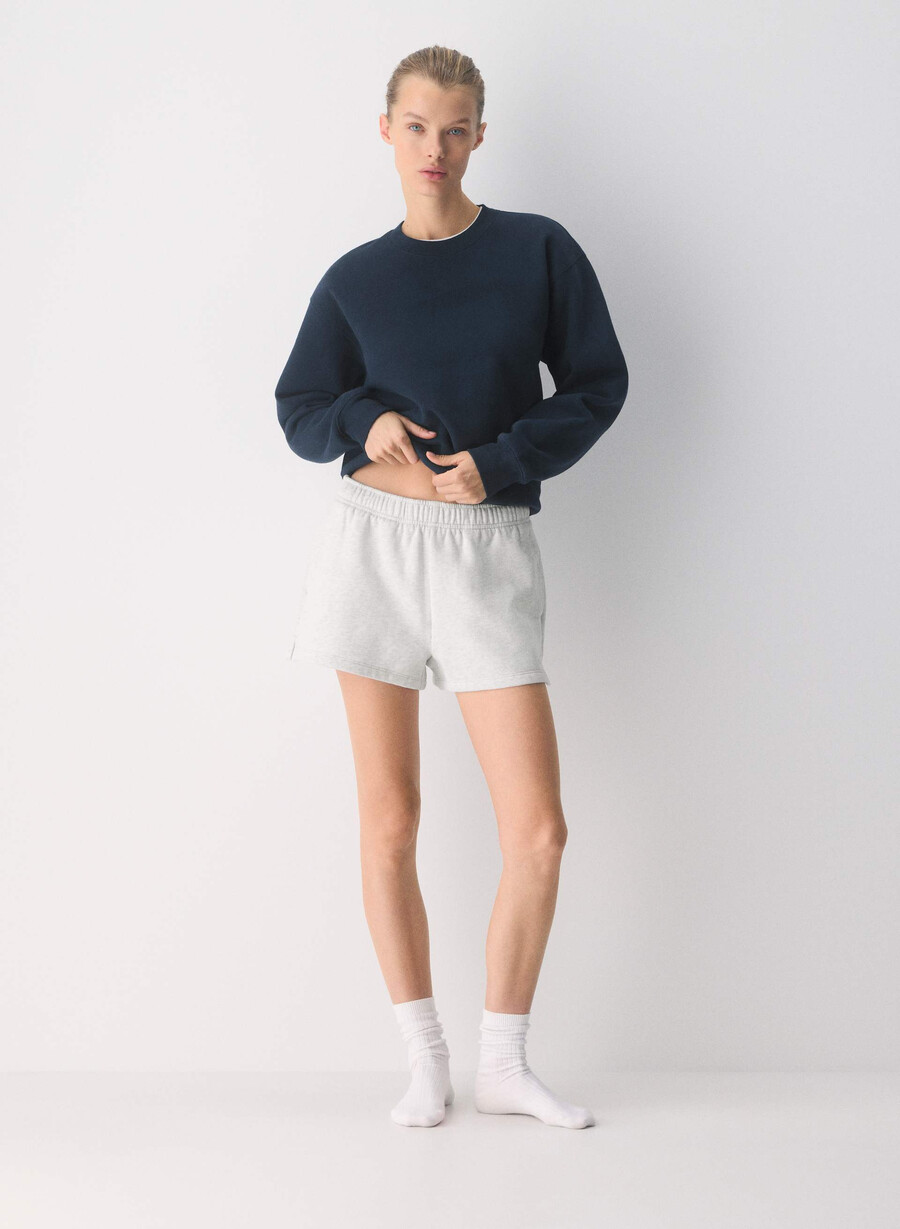 kuschelige fleece-minishorts mit hohem bund meliert in weiß