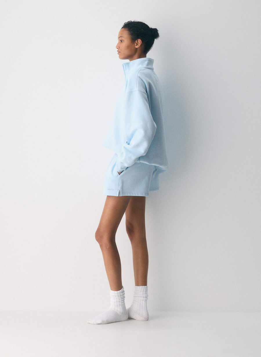 kuschelige fleece-minishorts mit hohem bund in villablau
