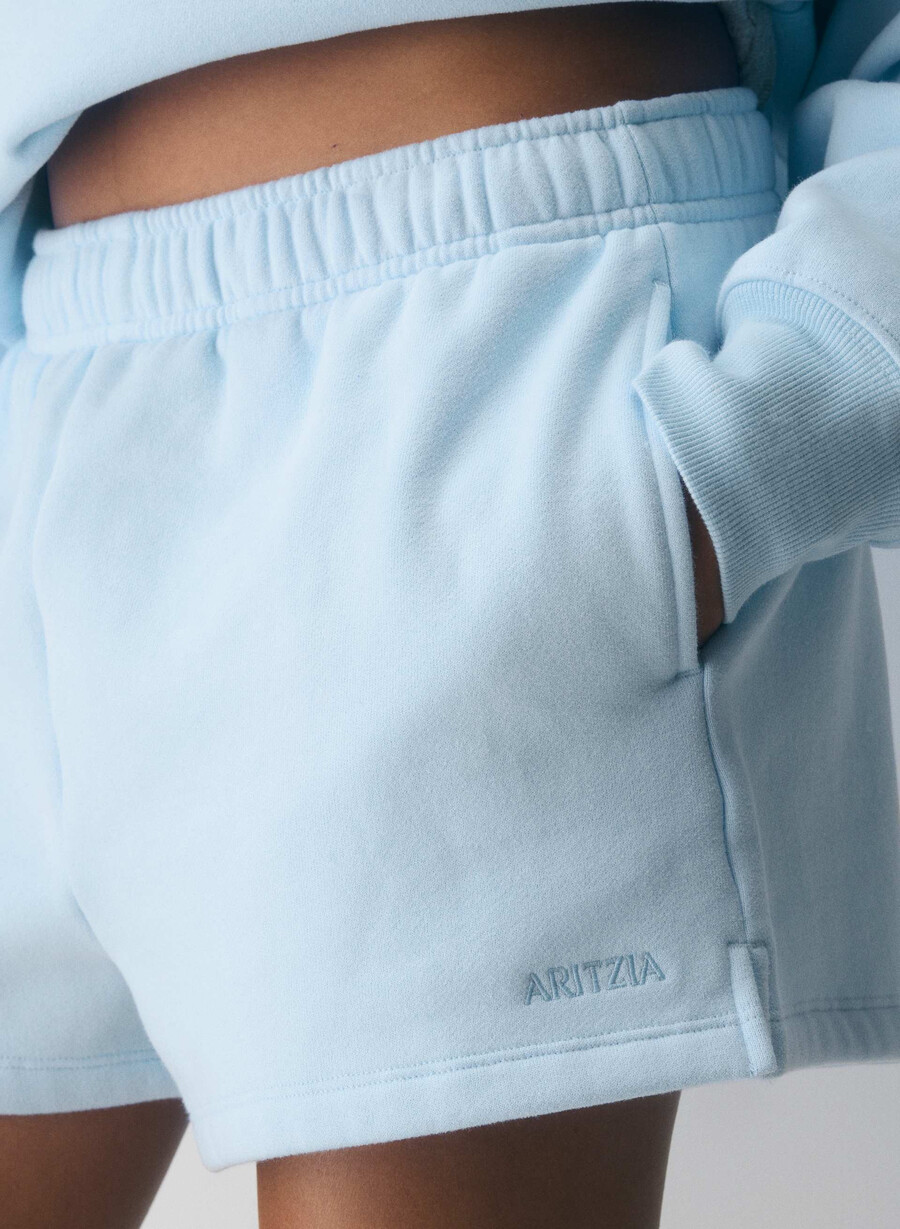 kuschelige fleece-minishorts mit hohem bund in villablau