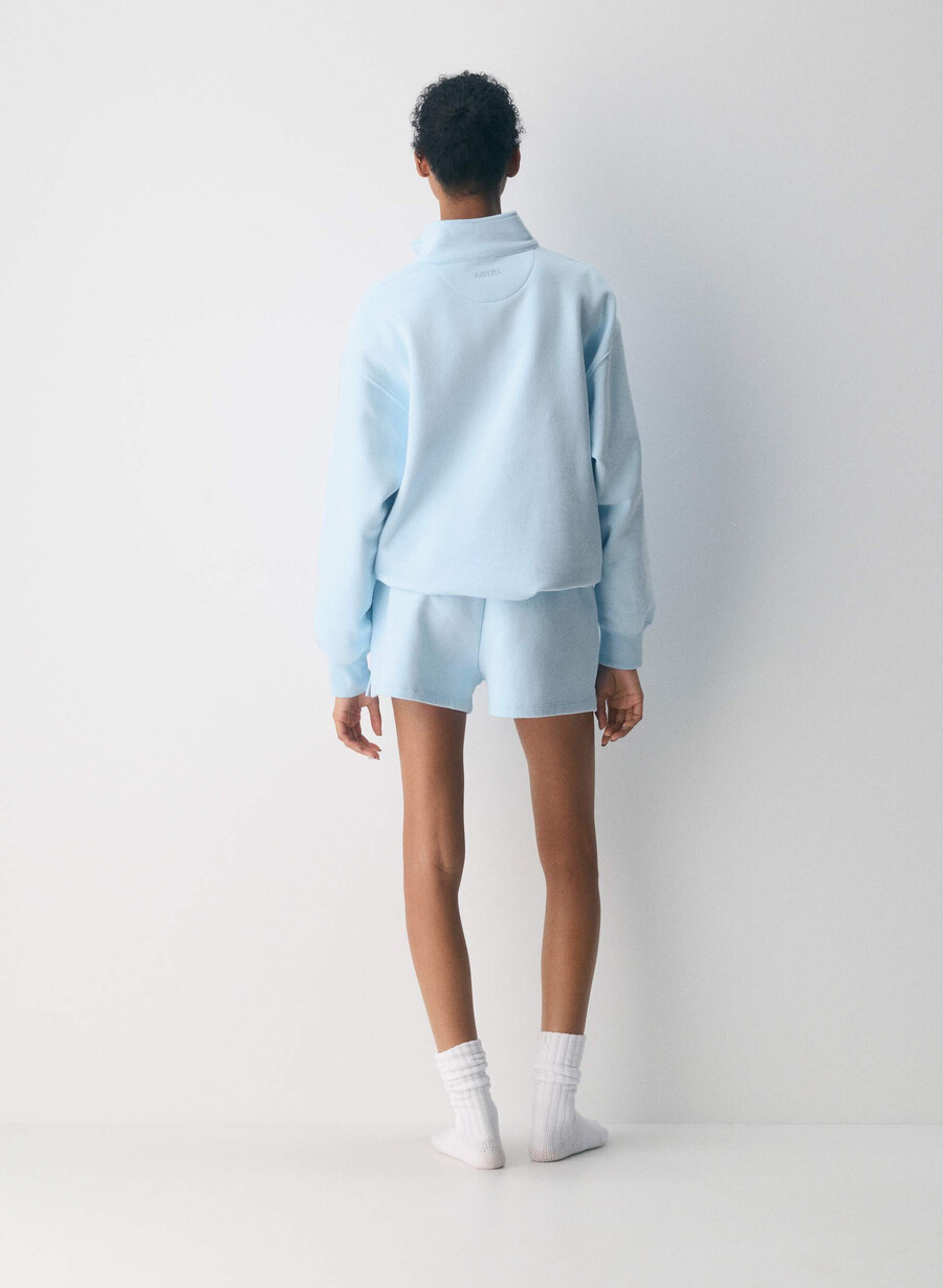 kuschelige fleece-minishorts mit hohem bund in villablau
