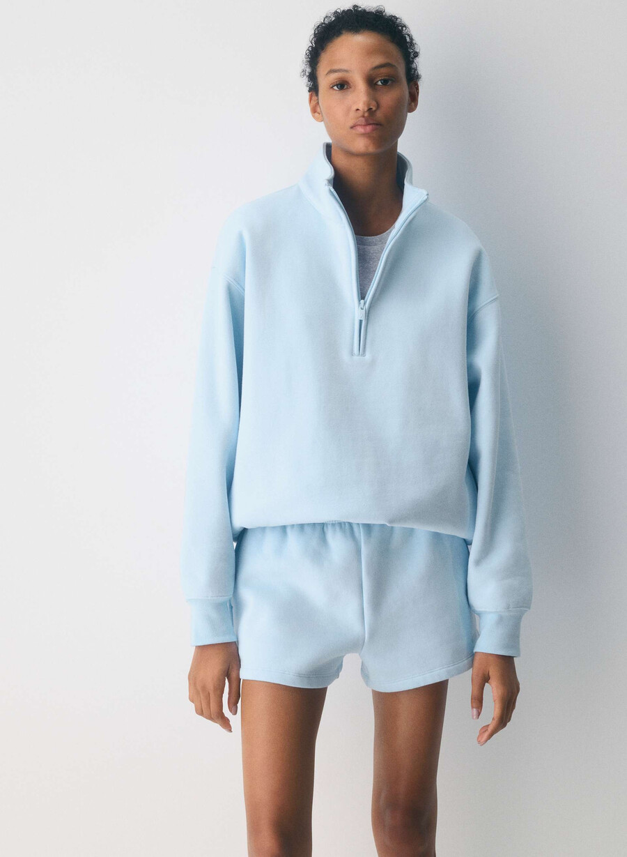kuschelige fleece-minishorts mit hohem bund in villablau