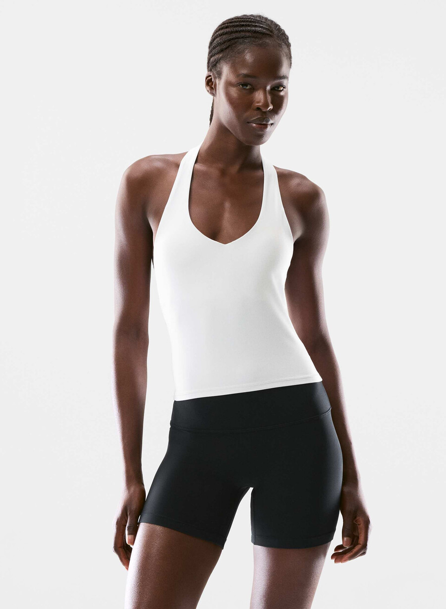 butter prime halter sporttanktop strahlend weiß