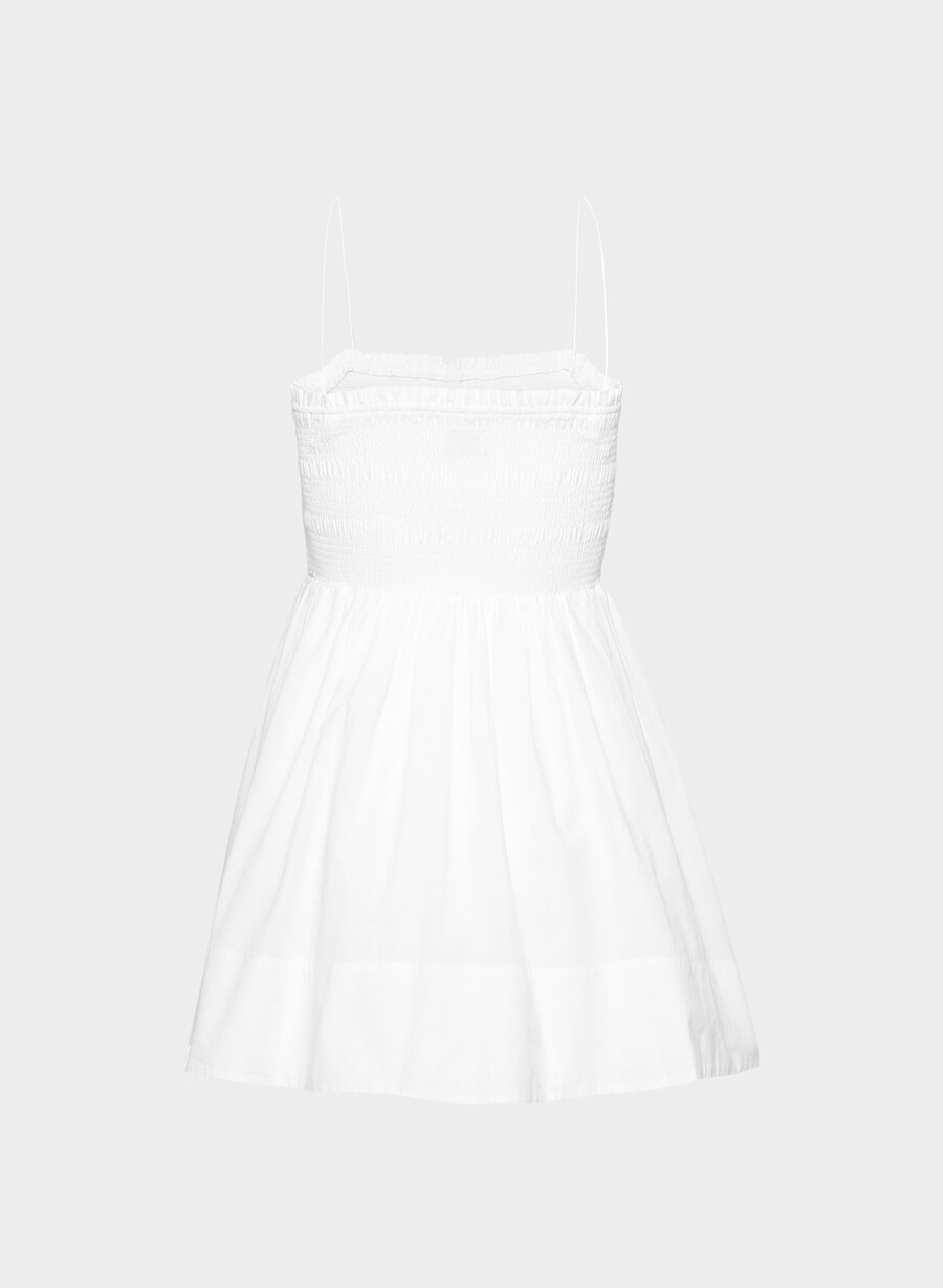 pfirsichfarbenes popeline-kleid strahlend weiß